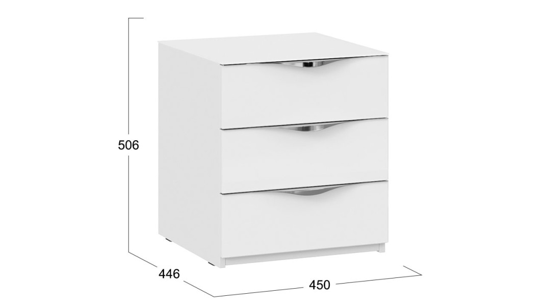 Тумба прикроватная 3 ящика Глосс