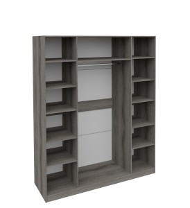 Шкаф четырёхдверный с полками и зеркалами Манхеттен