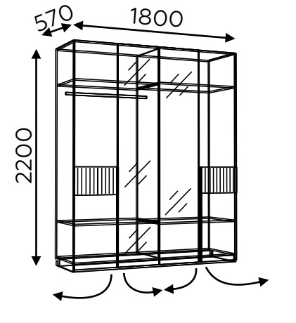Шкаф четырёхдверный Моника