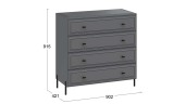 Комод «Пандора» - 414.004.000 Серый графит, Графит матовый